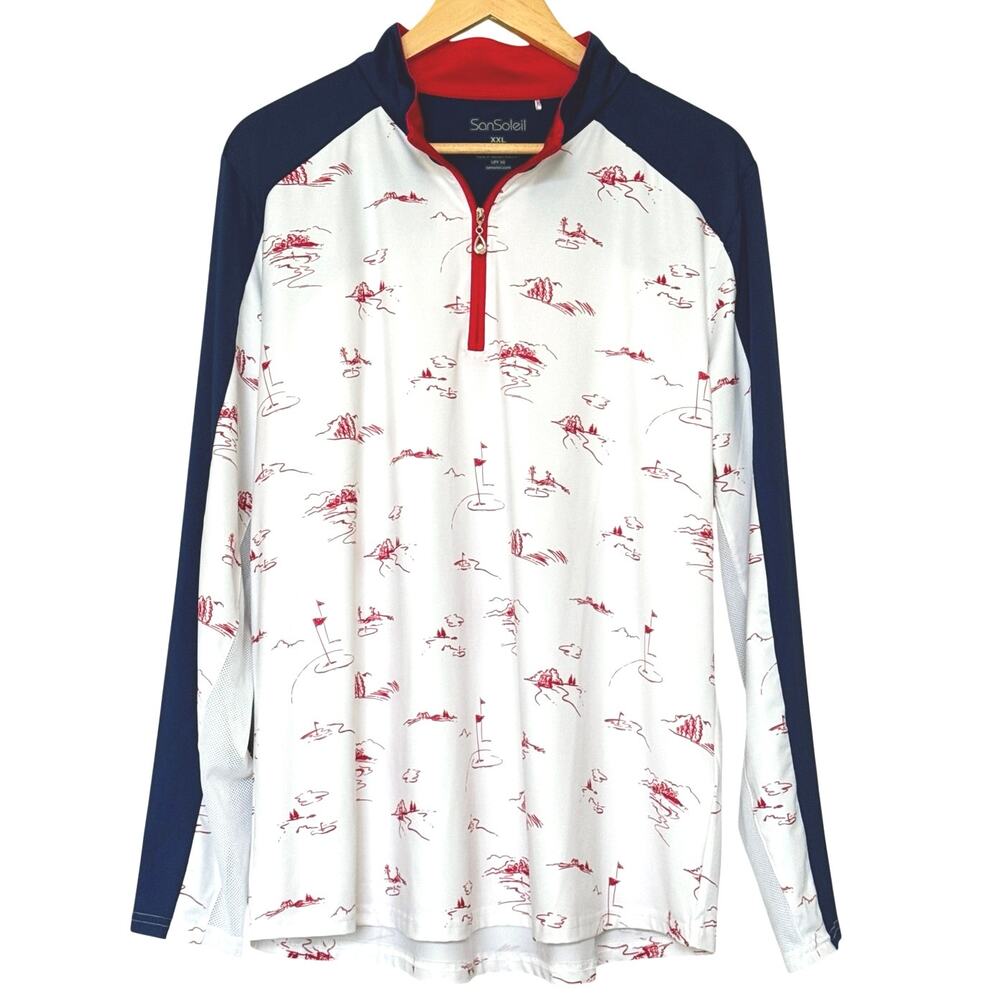 San Soleil “Back Nine” 1/4 Zip Long Sleeve Golf Tennis Top UV Womens XXL *EUC